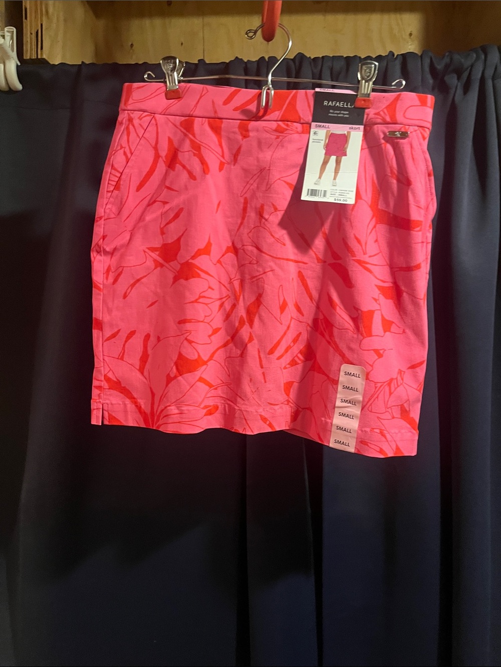 Rafaella Hot Pink Skort with Red Leaf Print